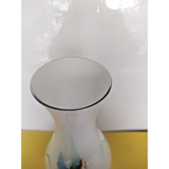 Hand Blown Italian Opaline Abstract art swirls Glass vase 9" - Picture 6 of 14